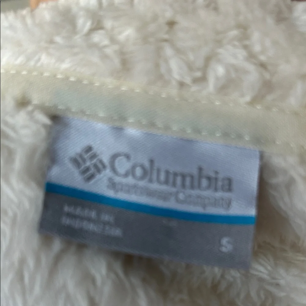 Columbia Off-White Fleece Jacket Long Sleeved Excellent Used Condition pockets - Picture 2 of 4